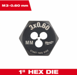 M3 3 mm x 0.6 Metric Hex Threading Die, 1 Inch, High Carbon Steel