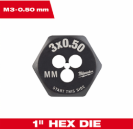 1 Inch Hex Threading Die, Metric Fine, High Carbon Steel, Black Oxide