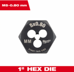 1 Inch Hex M5-0.80 mm Metric Fine Threading Die, High Carbon Steel, Black Oxide Coating