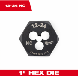 1-Inch Hex Threading Die 12-24 UNC, High Carbon Steel, Black Oxide Coating