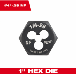1 Inch Hex Threading Die 1/4-28 UNF, High Carbon Steel, Black Oxide Coating