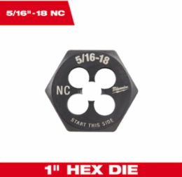5/16 Inch-18 NC 1 Inch Hex Threading Die, High Carbon Steel, Black Oxide Coating