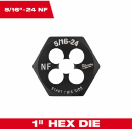 5/16-24 UNF 1 Inch Hex Threading Die, High Carbon Steel, Black Oxide Coating