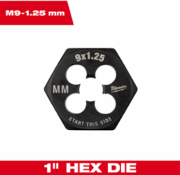 1-Inch Hex Threading Die, High Carbon Steel, Metric Coarse, Black Oxide