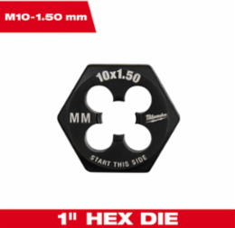 1-Inch Hex Threading Die, Metric 10 mm x 1.5, High Carbon Steel, Black Oxide