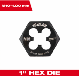 M10-1.00 mm 1-Inch Hex Threading Die, High Carbon Steel, Black Oxide Coating