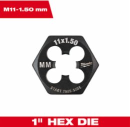 1-Inch Hex Threading Die, High Carbon Steel, Metric Coarse 11 mm x 1.5