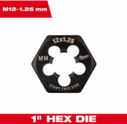 M12 1-Inch Hex Threading Die, 12 mm x 1.25 Metric, High Carbon Steel