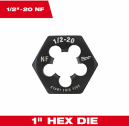 1-Inch Hex Threading Die 1/2-20 UNF, High Carbon Steel, Black Oxide