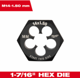 M14 Hex Threading Die 1-7/16 Inch, High Carbon Steel, Black Oxide Coating