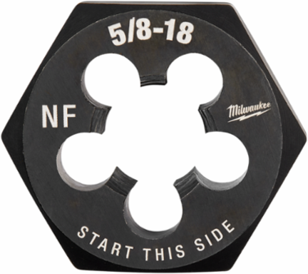 5/8 Inch-18 NF Hexagon Threading Die, 1-7/16 Inch Size, Black Oxide Coated
