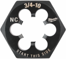 3/4"-10 NC Hex Threading Die 1-7/16 Inch, High Carbon Steel, Black Oxide