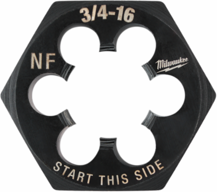 3/4"-16 NF Hex Threading Die, 1-7/16 Inch Size, High Carbon Steel, Black Oxide