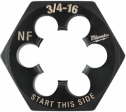 3/4"-16 NF Hex Threading Die, 1-7/16 Inch Size, High Carbon Steel, Black Oxide