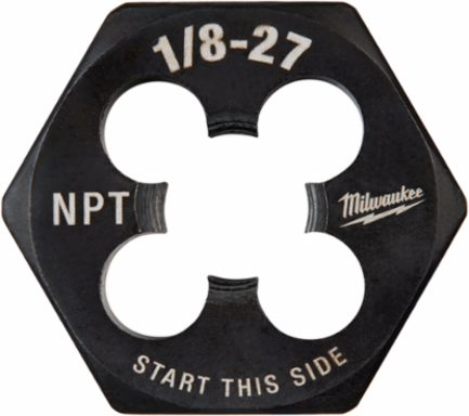 1/8 Inch NPT 1 Inch Hex Threading Die, High Carbon Steel