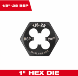 Hex Threading Die 1 Inch, 1/8-28 BSP, High Carbon Steel, Right Hand Thread