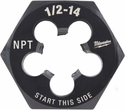 1/2 Inch NPT Hex Threading Die, 2-1/6 Inch, High Carbon Steel, Right Hand Thread