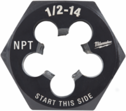 1/2 Inch NPT Hex Threading Die, 2-1/6 Inch, High Carbon Steel, Right Hand Thread
