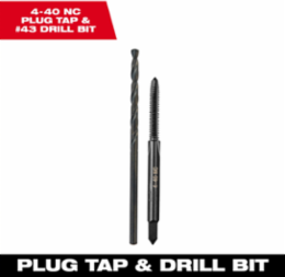 4-40 NC Plug Tap with 5.75 Inch Overall Length & Included Drill Bit