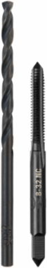 8-32 NC Plug Tap & Drill Bit Set, 5.75 Inch Length, High Carbon Steel, Black Oxide Coating
