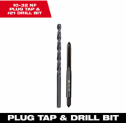 10-32 NF Straight Flute Plug Tap & Drill Bit Set, 5.75 Inch Long, High Carbon Steel