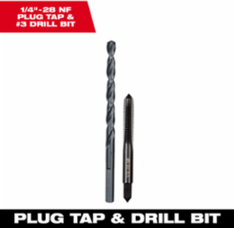 1/4 Inch-28 NF Straight Flute Plug Tap Set with 6.75 Inch Overall Length