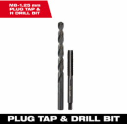 M8 x 1.25 mm Plug Tap & H Drill Bit Set, High Carbon Steel, Black Oxide Coating