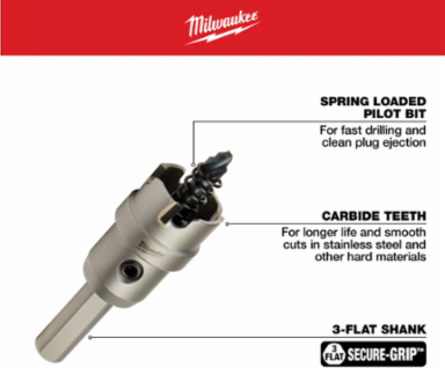 7/8 Inch Carbide Hole Cutter with 3/16 Inch Depth Limiter