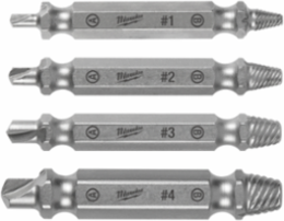 M2 Steel Screw Extractor Set, Extracts #4 - #24 Screws, 1/4" Hex Drive
