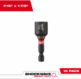 SHOCKWAVE Magnetic Nut Driver 7/16 Inch x 1-7/8 Inch, 10 Pack, Alloy Steel