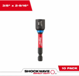 SHOCKWAVE Magnetic Nut Driver, 3/8 Inch x 2-9/16 Inch, 10 Pack, Alloy Steel