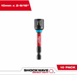 SHOCKWAVE Magnetic Nut Driver 10MM x 2-9/16 Inch, 10 Pack, Hex Shank