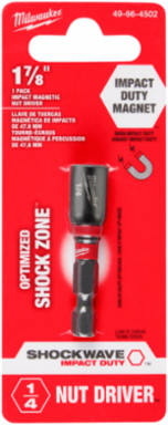 SHOCKWAVE Impact Duty Magnetic Nut Driver, 1/4 Inch x 1-7/8 Inch, Heat Treated Steel