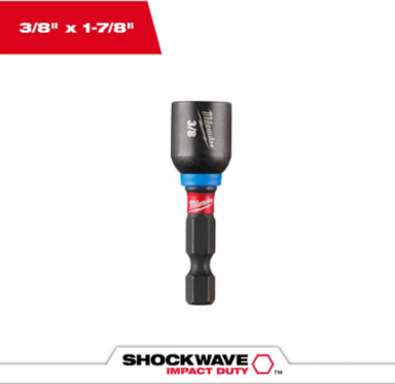 SHOCKWAVE Magnetic Nut Driver 3/8 Inch x 1-7/8 Inch, Alloy Steel