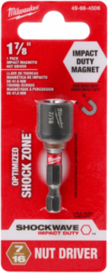 SHOCKWAVE Magnetic Nut Driver 7/16 Inch x 1-7/8 Inch, Alloy Steel