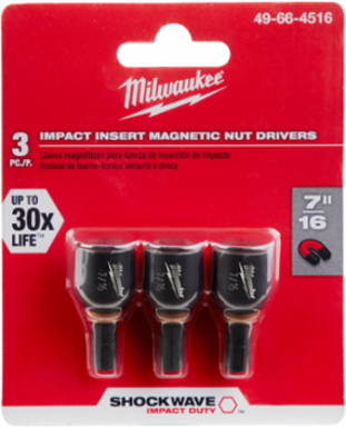 SHOCKWAVE Magnetic Nut Driver 7/16 Inch x 1.5 Inch, 3 Pieces