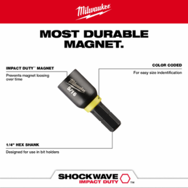 SHOCKWAVE Magnetic Nut Driver 7/16 Inch x 1.5 Inch, 3 Pieces