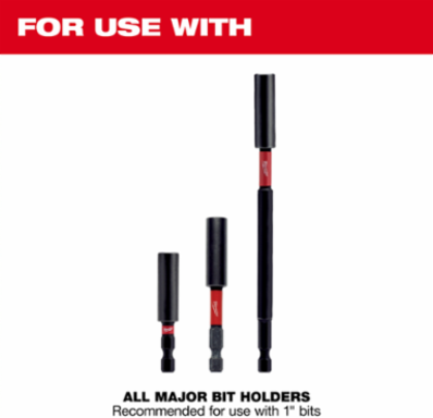SHOCKWAVE Magnetic Nut Driver 7/16 Inch x 1.5 Inch, 3 Pieces