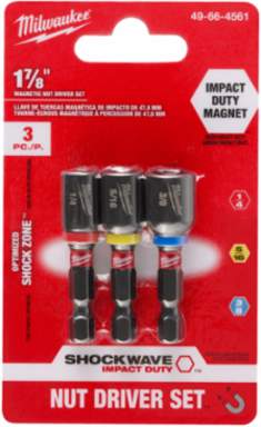 3-Piece SHOCKWAVE Impact Duty 1-7/8 Inch Magnetic Nut Driver Set