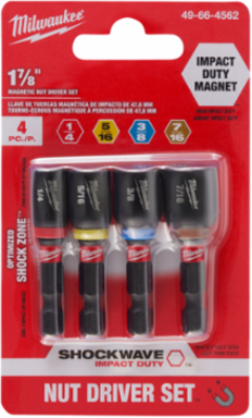 SHOCKWAVE 4PC Magnetic Nut Driver Set 1-7/8 Inch, Alloy Steel, Hex