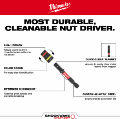 2PC QUIK-CLEAR™ Magnetic Nut Driver Set, 1/4 & 5/16 Inch, Alloy Steel