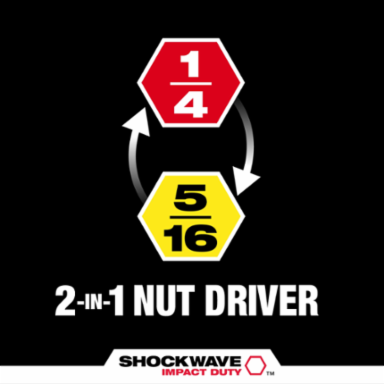 SHOCKWAVE Impact Duty 2-1/4 Inch 2-in-1 Magnetic Nut Driver, 1/4" & 5/16" Sizes