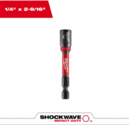 SHOCKWAVE 1/4 Inch x 2-9/16 Inch Magnetic Nut Driver, Individual, Hex Drive