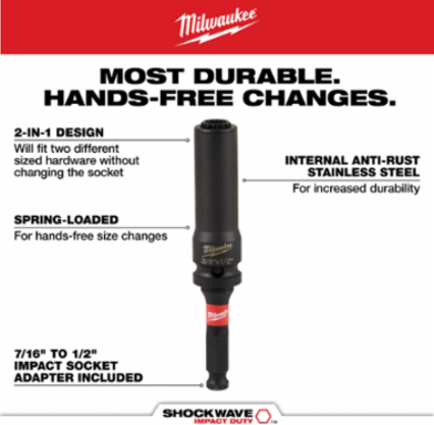 10PC Shockwave™ Impact Duty Lineman's 2-in-1 12PT Socket Set, 1/2 Inch Drive
