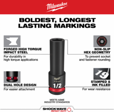 SHOCKWAVE Impact Duty 3/8 Inch Drive 3/4 Inch Deep 6 Point Socket