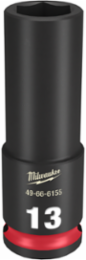 SHOCKWAVE Impact Duty 3/8 Inch Drive 13MM Deep 6 Point Socket, 2.56 Inch Length, Forged Steel