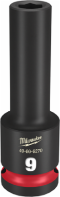SHOCKWAVE 1/2 Inch Drive 9MM Deep 6 Point Impact Socket, Forged Steel