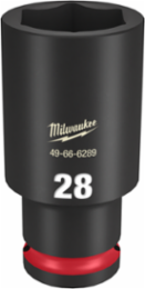 SHOCKWAVE Impact Duty 1/2 Inch Drive 28MM Deep Socket, 6 Point Design, Forged Steel