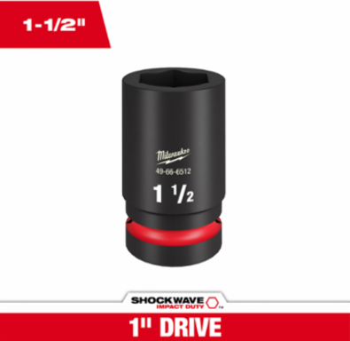 SHOCKWAVE Impact Duty 1" Drive 1-1/2" Deep 6-Point Socket, Forged Steel