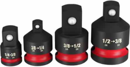 SHOCKWAVE Impact Duty 1/4 Inch to 1/2 Inch Drive Adapter Set, 4 Pieces, Chromium Molybdenum